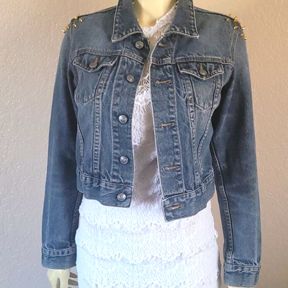 Bulldog Jean jacket gold studs Rocker S